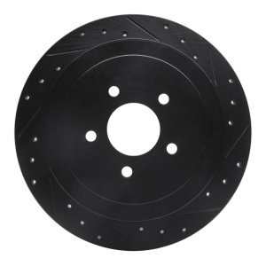 Lincoln Town Car Brake Rotor (1) - Rear Right - R1 Concepts - Drilled & Slotted - Black - `03-`11
